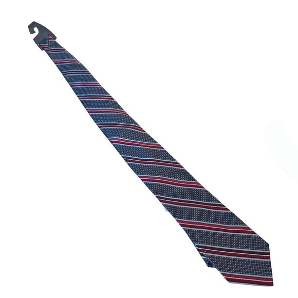 Men’s Pronto NWT Silk Tie Blue And Red Stripe Sleek Elegant Classic Stylish - Picture 1 of 6
